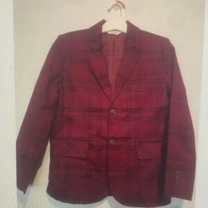 Men's Burgundy Plaid Blazer